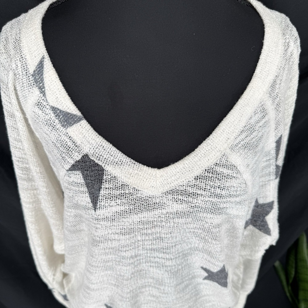 Oversized Slouchy Star Print Sweater S Celestial Boho Indie Dolman Sleeve Sheer - Picture 3 of 8